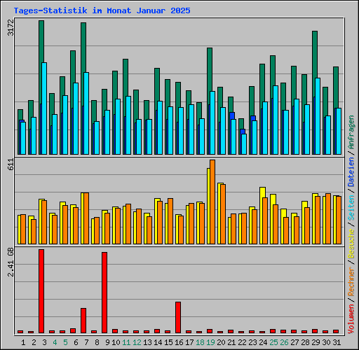 Tages-Statistik im Monat Januar 2025