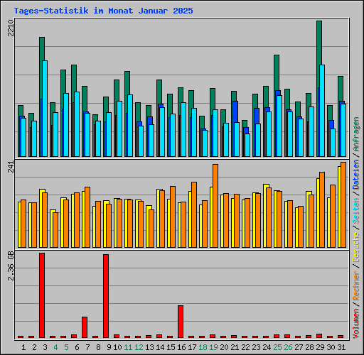 Tages-Statistik im Monat Januar 2025